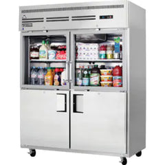 Reach-In Refrigerator-Everest EGSWH4 Top-Mount 4 Half-Door Solid/Glass Combo Reach-In Refrigerator, 55 Cu Ft, 115V