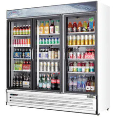 Glass Door Merchandiser Refrigerator-Everest EMSGR69 3-Door Bottom Mount Glass Door Merchandiser Refrigerator, 71 Cu Ft, 115V