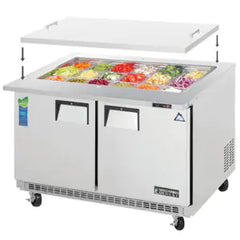 Refrigerated Prep Table-Everest EOTP2 Open Top Prep Refrigerator (Back Mount), 47 1/2", 2-Door, 13 Cu Ft, 115V