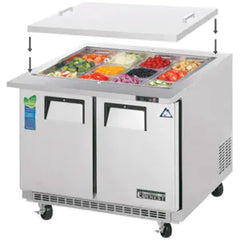 Refrigerated Prep Table-Everest EOTPS2 Open Top Prep Refrigerator (Back Mount) - 10 Cu Ft, 115V