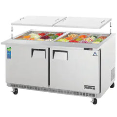 Refrigerated Prep Table-Everest EOTPW2 Back-Mount Open Top Prep Refrigerator - 16 Cu Ft, 2-Door, 115V