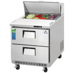 Refrigerated Prep Table-Everest EPBNR1-D2 Back Mount Drawered Sandwich Prep Table Refrigerator, 8 Cu. Ft., 115V