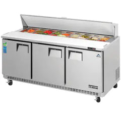 Refrigerated Prep Table-Everest EPBNR3 Back-Mount Sandwich Prep Table Refrigerator - 19 Cu Ft, 3 Door, 115V