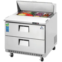 Refrigerated Prep Table-Everest EPBNSR2-D2 Back Mount Drawered Sandwich Prep Table Refrigerator, 10 Cu Ft