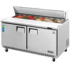Refrigerated Prep Table-Everest EPBNWR2 Back Mount Food Prep Table Refrigerator, 59 1/8" (16 Cu Ft, 2 Door)