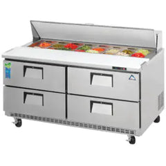 Refrigerated Prep Table-Everest EPBNWR2-D4 Back Mount Drawered Sandwich Prep Table Refrigerator, 16 Cu Ft, 115V