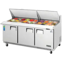 Refrigerated Prep Table-Everest EPBR3 Mega-Top Sandwich Prep Table Refrigerator (Back Mount), 71 1/8"