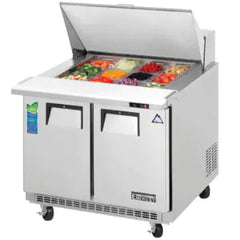 Refrigerated Prep Table-Everest EPBSR2 Back-Mount Mega-Top Sandwich Prep Table Refrigerator, 2-Door, 10 Cu Ft, 115V