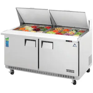 Refrigerated Prep Table-Everest EPBWR2 Mega-Top Sandwich Prep Table Refrigerator (Back Mount, 2-Door, 16 Cu. Ft., 115V)