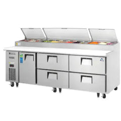 Refrigerated Prep Table-Everest EPPR3-D4 Side-Mount Pizza Prep Table Refrigerator (93 1/8", 30 Cu. Ft., 115V)