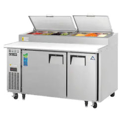 Refrigerated Prep Table-Everest EPPSR2 Side-Mount Pizza Prep Table Refrigerator - 16 Cu Ft, 2 Door, 115V