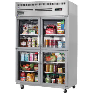 Reach-In Refrigerator-Everest ESGRH4 Top-Mount 4 Glass Door Refrigerator - 48 Cu Ft, 115V