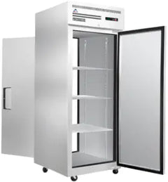 Reach-In Refrigerator-Everest ESPT-1S-1S Top-Mount Pass-Thru Refrigerator - 4 Solid Doors, Stainless Steel, 115-60-1