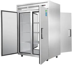Reach-In Refrigerator-Everest ESPT-2S-2S Top-Mount Pass-Thru Refrigerator - 4 Solid Doors, Stainless Steel, 115V