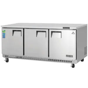 Undercounter Freezer-Everest ETBF3 Back-Mount 3-Door Undercounter Freezer, 22 Cu Ft, 115V