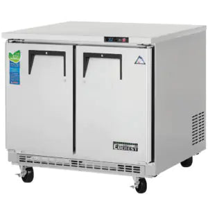 Undercounter Refrigerator-Everest ETBSR2 Back-Mounted Undercounter Refrigerator - 10 Cu Ft, 2 Solid Swing Doors, Stainless Steel, 115-60-1