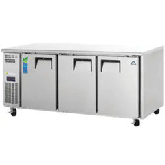 Undercounter Refrigerator-Everest ETR3 Side-Mounted Undercounter Refrigerator - 3 Solid Swing Doors, 22 Cu. Ft., 115-60-1