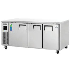 Undercounter Dual Temperature Refrigerator/Freezer-Everest ETRF3 Dual-Temperature Side-Mount Undercounter Refrigerator/Freezer, 3 Solid Swing Doors, 115V