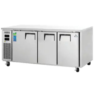 Undercounter Dual Temperature Refrigerator/Freezer-Everest ETRF3 Dual-Temperature Side-Mount Undercounter Refrigerator/Freezer, 3 Solid Swing Doors, 115V