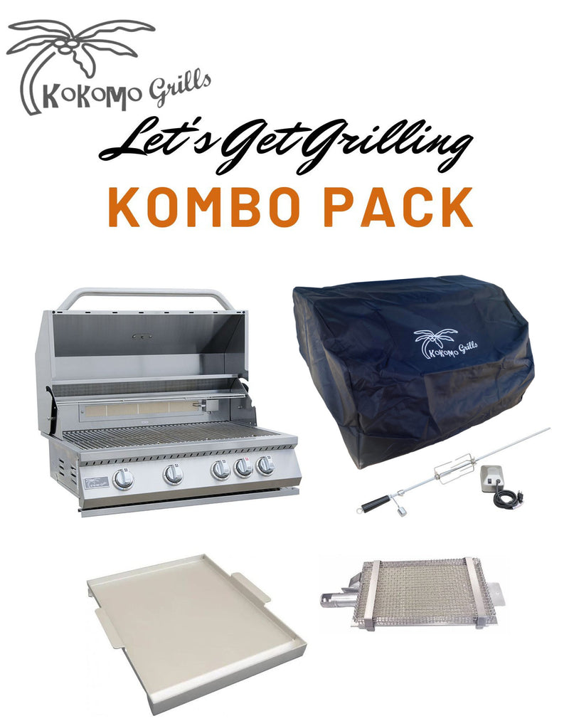 KoKoMo Built-In BBQ Grill Islands ko-bak4, bak4bcvr, grdl, irsb, barka