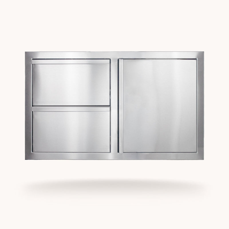 Outdoor Kitchen Cabinets & Components American Made Grills 36" Deluxe 2-Drawer and Single Access Door Combo, Stainless Steel, DC2-36-AMG