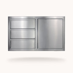 Outdoor Kitchen Cabinets & Components American Made Grills 36" Deluxe 3-Drawer and Single Access Door Combo, Stainless Steel, DC3-36-AMG