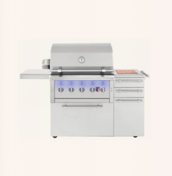 Freestanding Gas Grills American Made Grills Ovation 36" Freestanding Hybrid Grill, 100,000 BTU, Natural Gas or Propane, OVAFS36