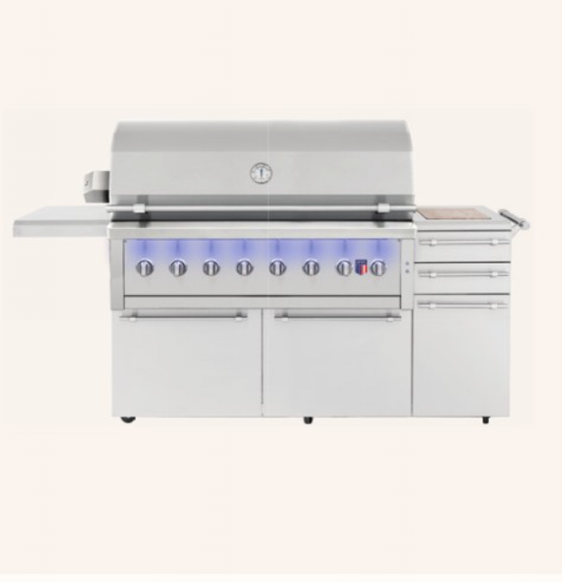 Freestanding Gas Grills American Made Grills Ovation 54" Freestanding Hybrid Grill, 160,000 BTU, Natural Gas or Propane, OVAFS54