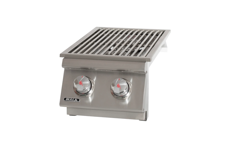 Outdoor Side Burner Bull Slide-In Double Side Burner, 22,000 BTU Brass Burners, 30008 LP / 30009 NG