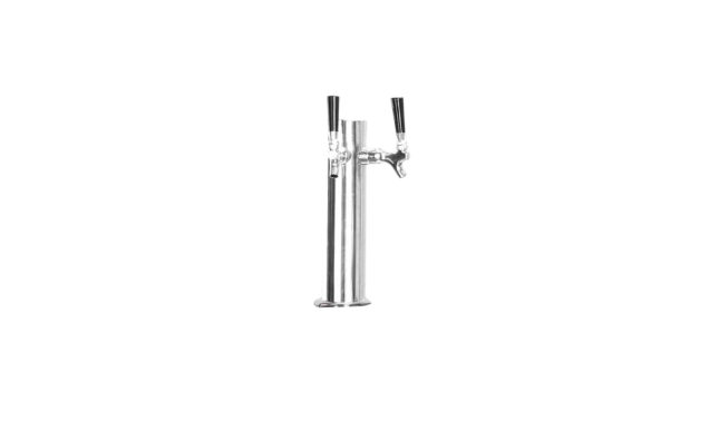 Kegerator Accessory Bull Double Tap Tower for Bull Kegerator, Stainless Steel with Brass Fittings, 17950