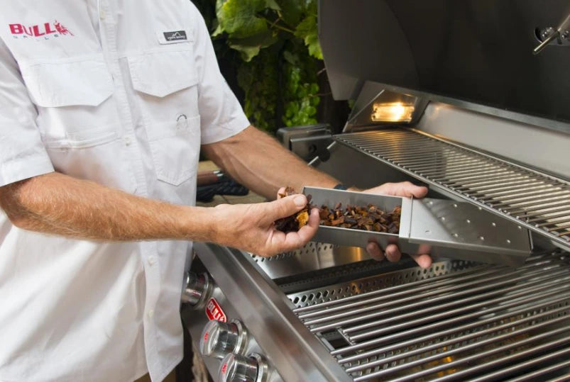 Grill Smoker Box Bull Large EZ 304 Stainless Steel Smoker Box with Sliding Lid, 75000