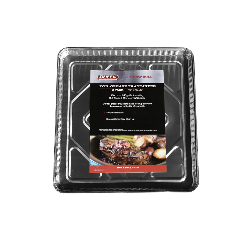 Grease Tray Liner Bull 30" Disposable Aluminum Grease Tray Liners, 12-Pack, 24268