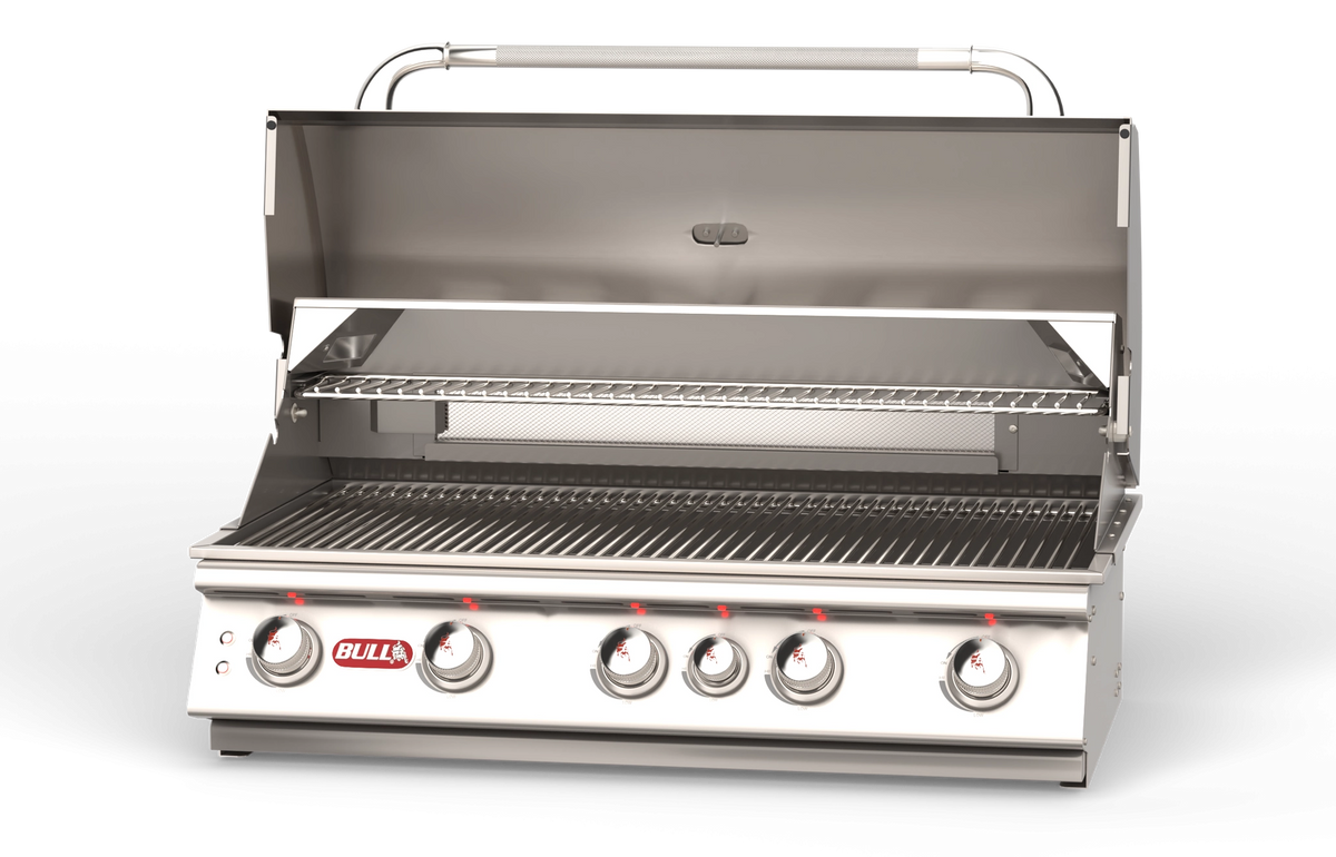 Built-In Gas Grill Bull 38" Brahma 5-Burner Drop-In Gas Grill Head, 90,000 BTU with Infrared Back Burner, 57568 / 57569
