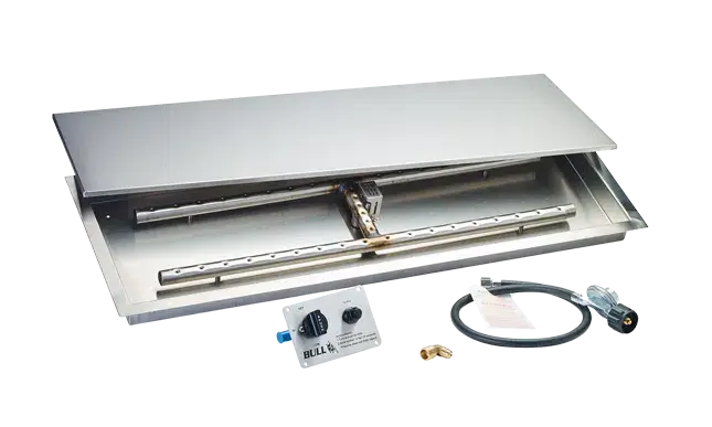 Fire Pit Burner Kit Bull Rectangle Stainless Steel Fire Pit Pan with 35,000 BTU H-Burner Kit, 16622