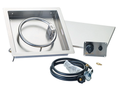 Fire Pit Burner Kit Bull Round 10" Stainless Steel Fire Ring Kit with Burner, Pan, Control Panel & Gas Hose, 86538