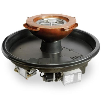 HPC Fire Evolution 360 Fire and Water Feature, 52" Basin with 26" Hammered Copper Bowl