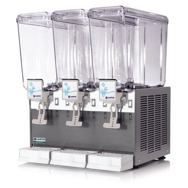 AMPTO D1316 3-Tank 5 Gallon Cold Beverage Dispenser