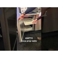 AMPTO MPP-2US Refrigerated Granite Pizza Prep Table with Top Rail