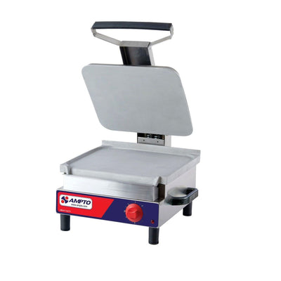 AMPTO SASL Single Sandwich Grill Flat Smooth Plate 1550W 120V