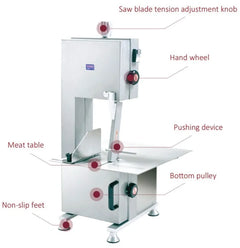 Meat Saw-BakeMax BMCBS01 Titan Series Countertop Electric 1HP Frozen Meat & Bone Saw (3 Blades)