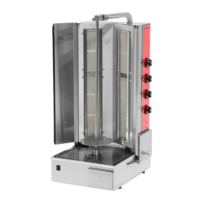 Shawarma Machine-BakeMax BMDN1522R4 Commercial Heavy-Duty 4-Burner Gas Shawarma / Donair Machine (33.5" Spit)