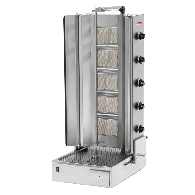 Shawarma Machine-BakeMax BMDN1525 Commercial Heavy-Duty 5-Burner Gas Shawarma / Donair Machine (46" Spit)