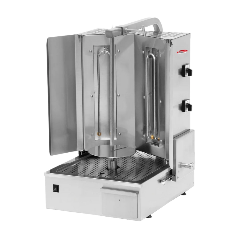 Shawarma Machine-BakeMax BMDN1712R Heavy Duty Commercial Electric 2-Burner Shawarma Machine, 5000W, 208V 3Ph, 100 lb Capacity
