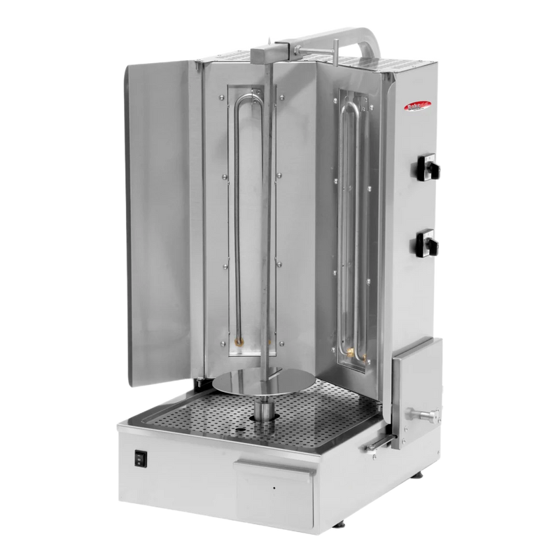 Shawarma Machine-BakeMax BMDN1722R Heavy Duty Commercial Electric 2-Burner Shawarma Machine, 130 lb, 6000W, 208V 3Ph