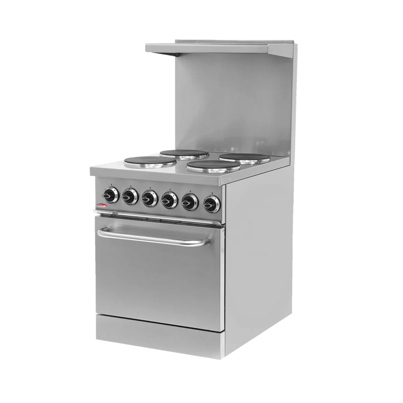 Electric Range-BakeMax BMPLS7KE021 Commercial Floor Model 24" Wide 4-Burner Electric Range (208V, 3Ph)