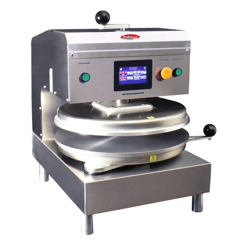Dough Press-BakeMax BMTXE218SS Commercial Countertop 18" Automatic Swing Away Dual-Heat Dough Press