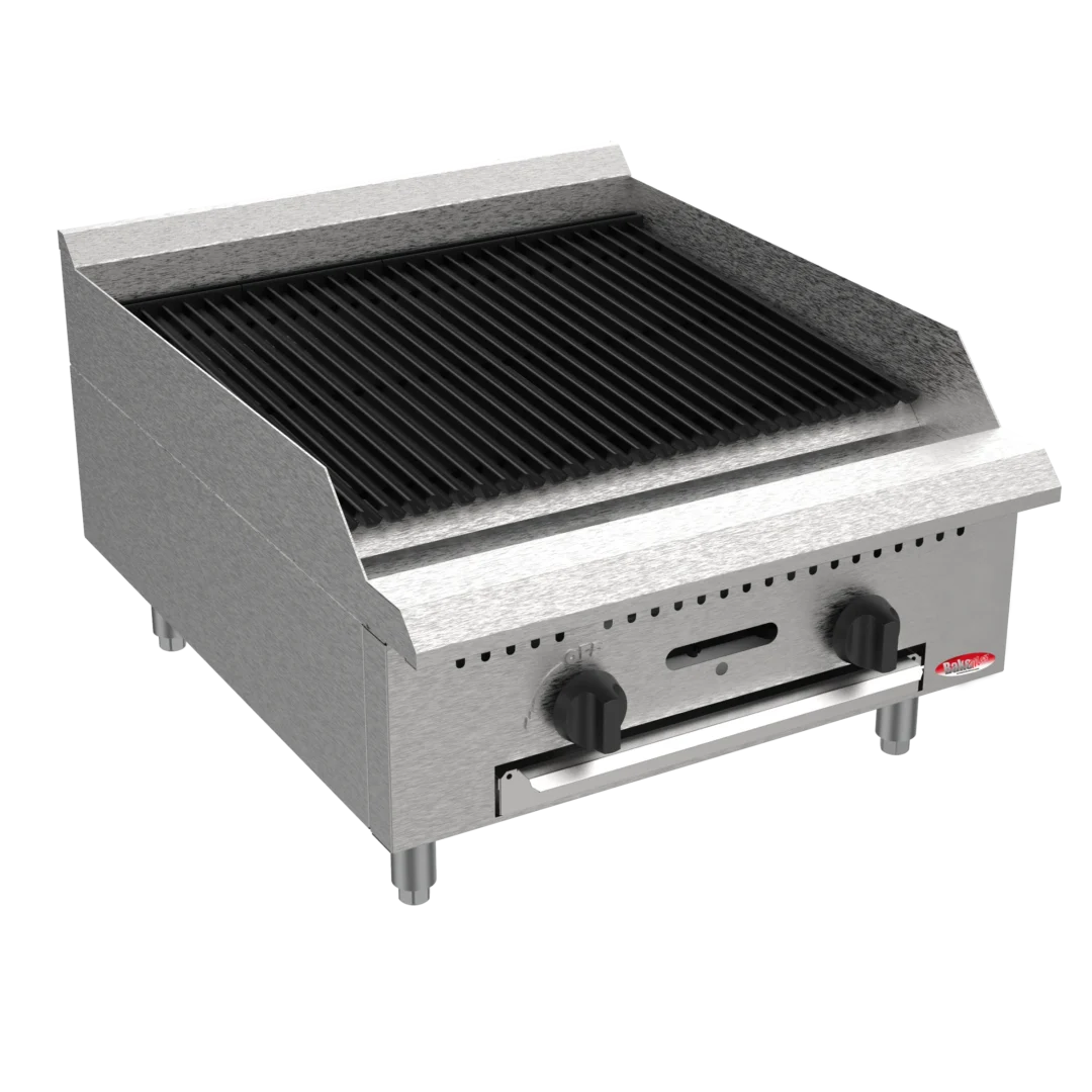 BakeMax America BACGG24 Commercial Countertop 24" Radiant Gas Charbroiler - 60,000 BTU
