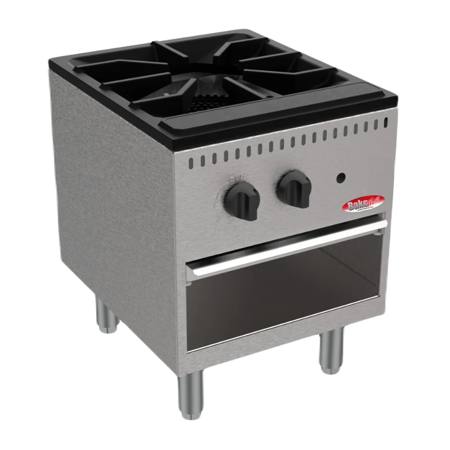 BakeMax America BASPS001 Commercial Countertop Single Burner Manual Gas Stock Pot (90,000 BTU)
