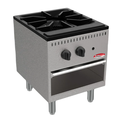 BakeMax America BASPS001 Commercial Countertop Single Burner Manual Gas Stock Pot (90,000 BTU)