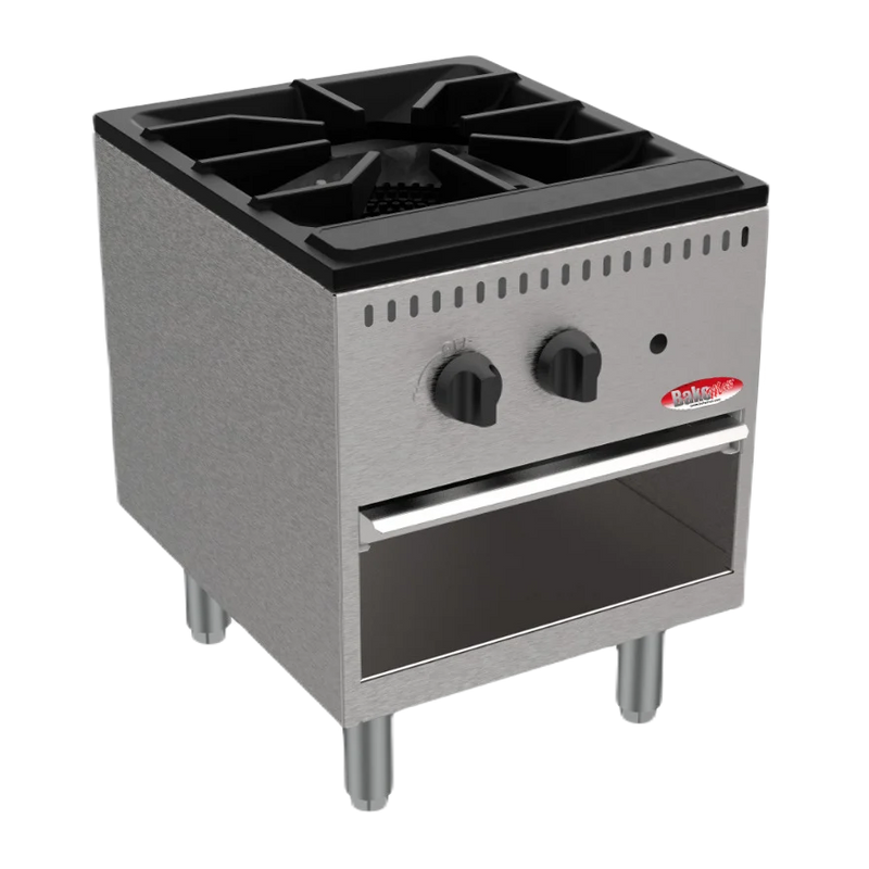 BakeMax America BASPS001 Commercial Countertop Single Burner Manual Gas Stock Pot (90,000 BTU)